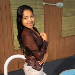 wetkahuna: Celina in a see-thru burgandy top