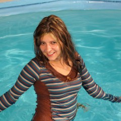 wetkahuna: Kristen brown striped top