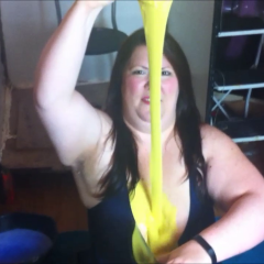 CandyCustard: Candy fills her swimsuit and tights with cold gunge!