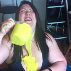 CandyCustard: Candy fills her swimsuit and tights with cold gunge!
