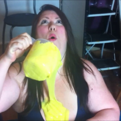 CandyCustard: Candy fills her swimsuit and tights with cold gunge!