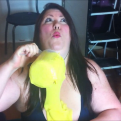 CandyCustard: Candy fills her swimsuit and tights with cold gunge!