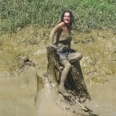 FOXY: Lydia fully immersed in mud
