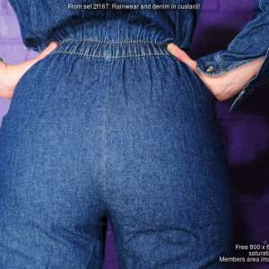 DungeonMasterOne: Morgana and Scarlet in denims, rainwear, and custard!  *free sample pics*