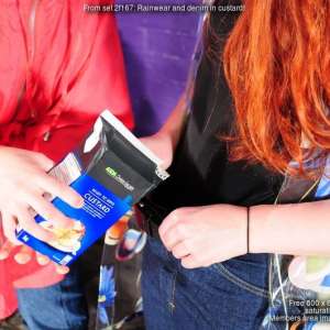 DungeonMasterOne: Morgana and Scarlet in denims, rainwear, and custard!  *free sample pics*