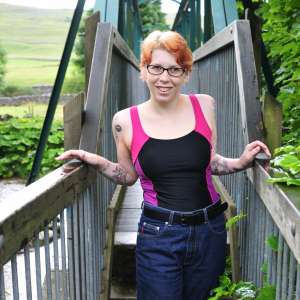 DungeonMasterOne: Alternative girl Kitty in the river in jeans, boots, and swimsuit!