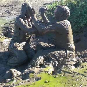 DungeonMasterOne: Coed: A lovely young couple totally plaster each other with mud!