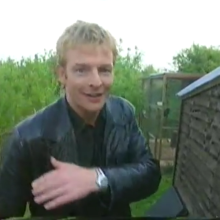 MattA: Cute guy in leather jacket messed on by bird
