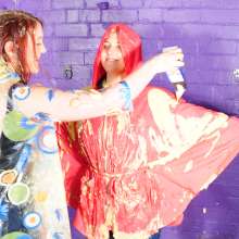 DungeonMasterOne: Morgana and Scarlet destroy each other with custard in rainwear and denim!