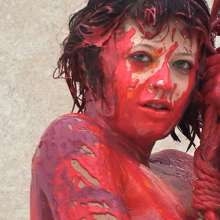 FOXY: Lola suspended and paint covered
