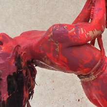 FOXY: Lola suspended and paint covered