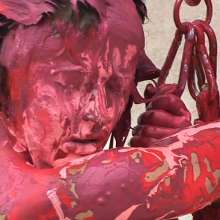 FOXY: Lola suspended and paint covered