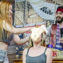 walking the plank: Beautiful girls getting pied and slimed girl 09--Tati vs Gabi (the Redhead)