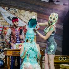 walking the plank: Beautiful girls getting pied and slimed girl 09--Tati vs Gabi (the Redhead)