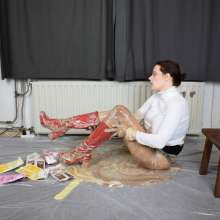 MessyCleo: Cleo ruins a nice pair of boots and fills her tights with custard.
