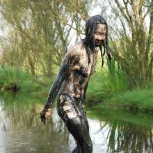 WSMProductions: Jade in final mud-larking in the black silty peaty oily mud--wsm