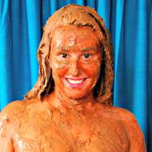 WSMProductions: Big busted Jenny enjoys product testing chocolate Swirl--wsm