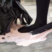 SpannerWilkins: 4K-Wolford Tights in Glue!  Cuffed 'n Stuck Part 2