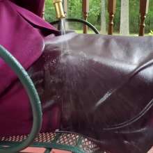 MadelineOasis: Oasis Video--Burgundy Business Suit and Wetlook Tease