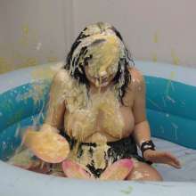 bosunbob: Kacie Stands in for Annabelle and is tied and pied