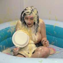 bosunbob: Kacie Stands in for Annabelle and is tied and pied