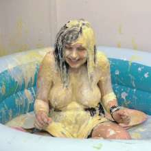 bosunbob: Kacie Stands in for Annabelle and is tied and pied