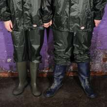 DungeonMasterOne: Green Rainwear Custard!  Cynthia and Elsie very messy in waterproofs!