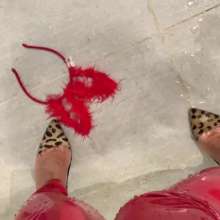 Wet_look_elena: Heels and Red Latex Pants