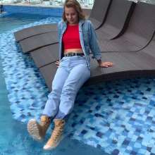Wet_look_elena: Lena in the Pool in Denim