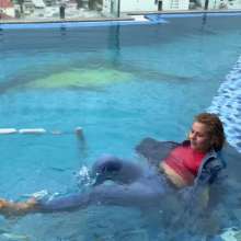 Wet_look_elena: Lena in the Pool in Denim