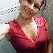 MadelineOasis: Clara Wears Jeans and a Red Silk Top in Shower
