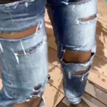 Wet_look_elena: Ripped Jeans and Stockings in the Pool