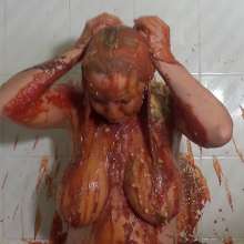Big_Tits_Gunge: Vicky Totally Splattered In The New 'House of Slop' Pies