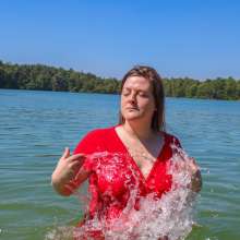 Wamtastic Jessica: Wet Red Jumpsuit