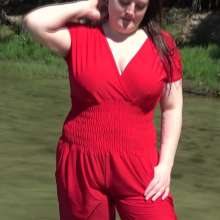 Wamtastic Jessica: Wet Red Jumpsuit