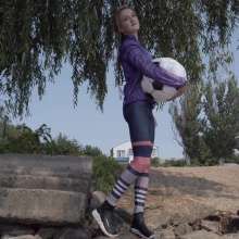 Wet Live Team: Anhelina in Leggings Swam and Played with a Ball, Sport