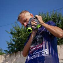Wet Live Team: Artem Was Happy to Get Wet in Full View!  Nice Wet Look