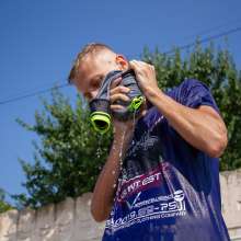 Wet Live Team: Artem Was Happy to Get Wet in Full View!  Nice Wet Look