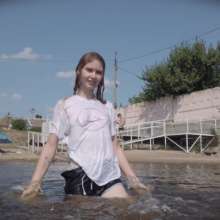 Wet Live Team: Hot Nastya without a Bra in a Translucent T-shirt