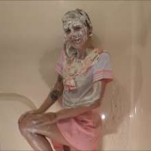 RevSlymsford: Kaydens Takes Great Pies In A Cute Pink and White Outfit
