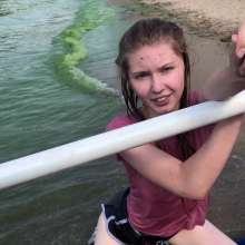 Wet Live Team: Nastya Wet Fun on an Inflatable Mattress in Public, No Bra