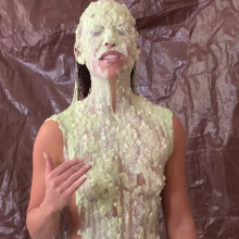 Slimed Models: New Model April Gets a Bucket of Our Nasty Fish Slime... Butt Naked!