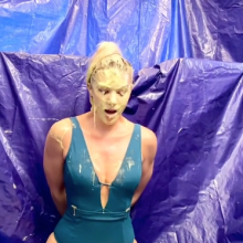 Slimed Models: Scarlett Bobbing For Apples (in Slime)