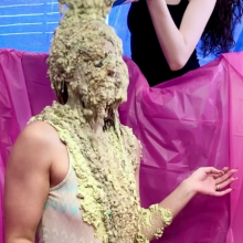 Slimed Models: Scarlett Gets Two huge Sloppy Slimings and a Pie in the Face