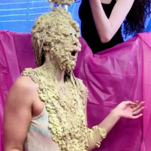 Slimed Models: Scarlett Gets Two huge Sloppy Slimings and a Pie in the Face