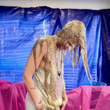 Slimed Models: Scarlett Gets Two huge Sloppy Slimings and a Pie in the Face