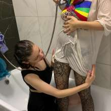 Wet_look_elena: Thin T-shirts and Tights
