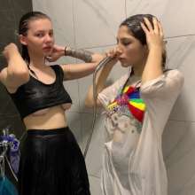 Wet_look_elena: Thin T-shirts and Tights