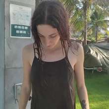 WetPlace: Wonder Kris Playing In The Waves In Black Dress