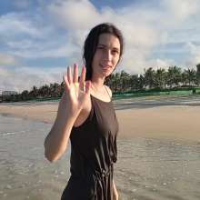 WetPlace: Wonder Kris Playing In The Waves In Black Dress